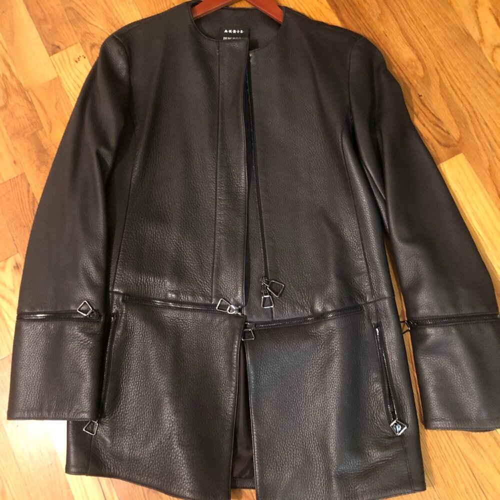 AKRIS Leather Jacket for Bergdorf Goodman Size 4
